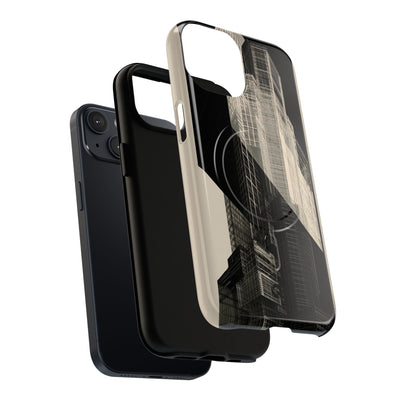 Beige Tough 2.0 Magsafe Phone Case for iPhone - Monolith Urban Grid