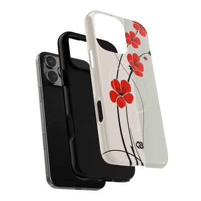 Red Tough 2.0 Magsafe Phone Case for iPhone - Crimson Plum Ink