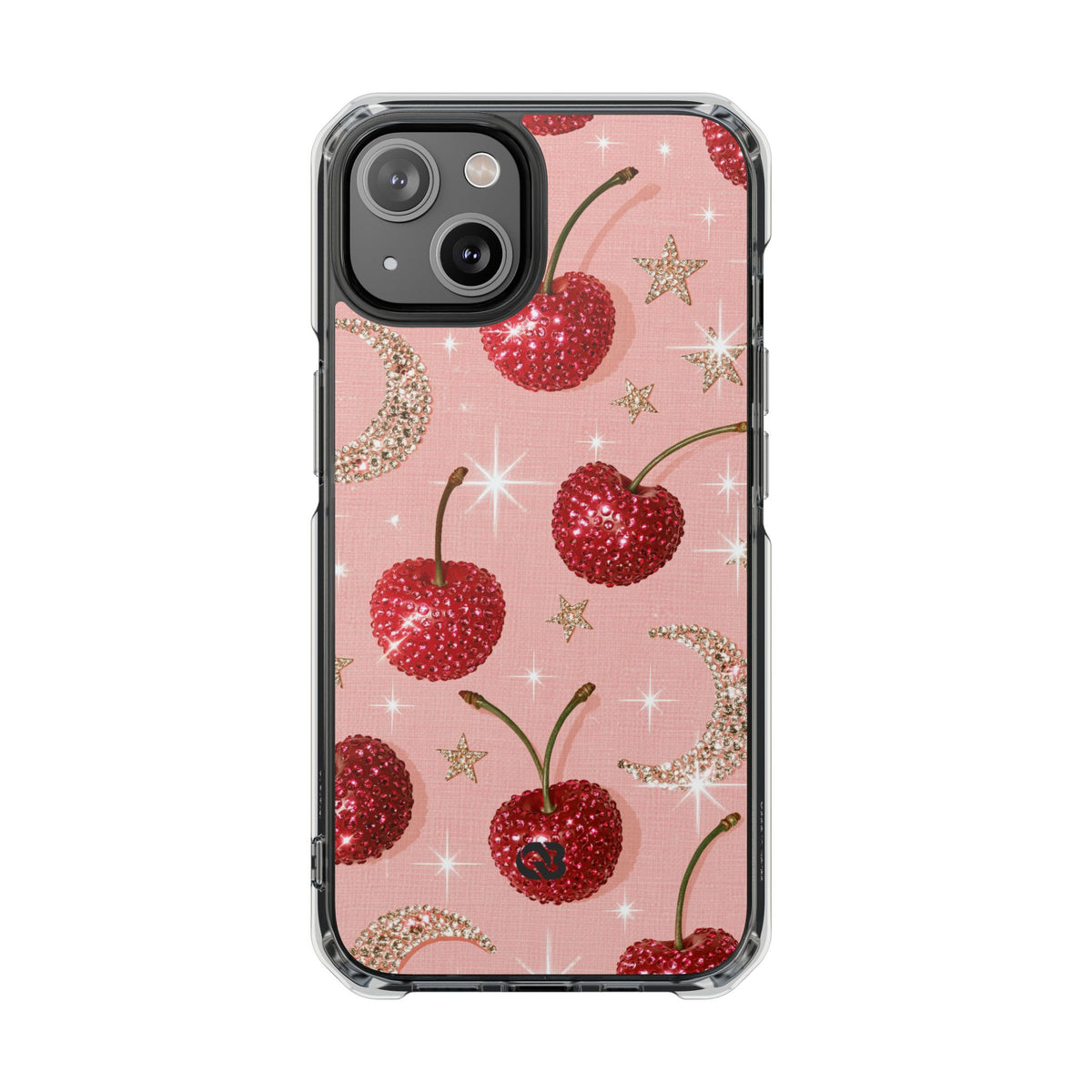 Bedazzled Ruby Cherries · Clear Impact Magnetic Phone Case for iPhone · Pink