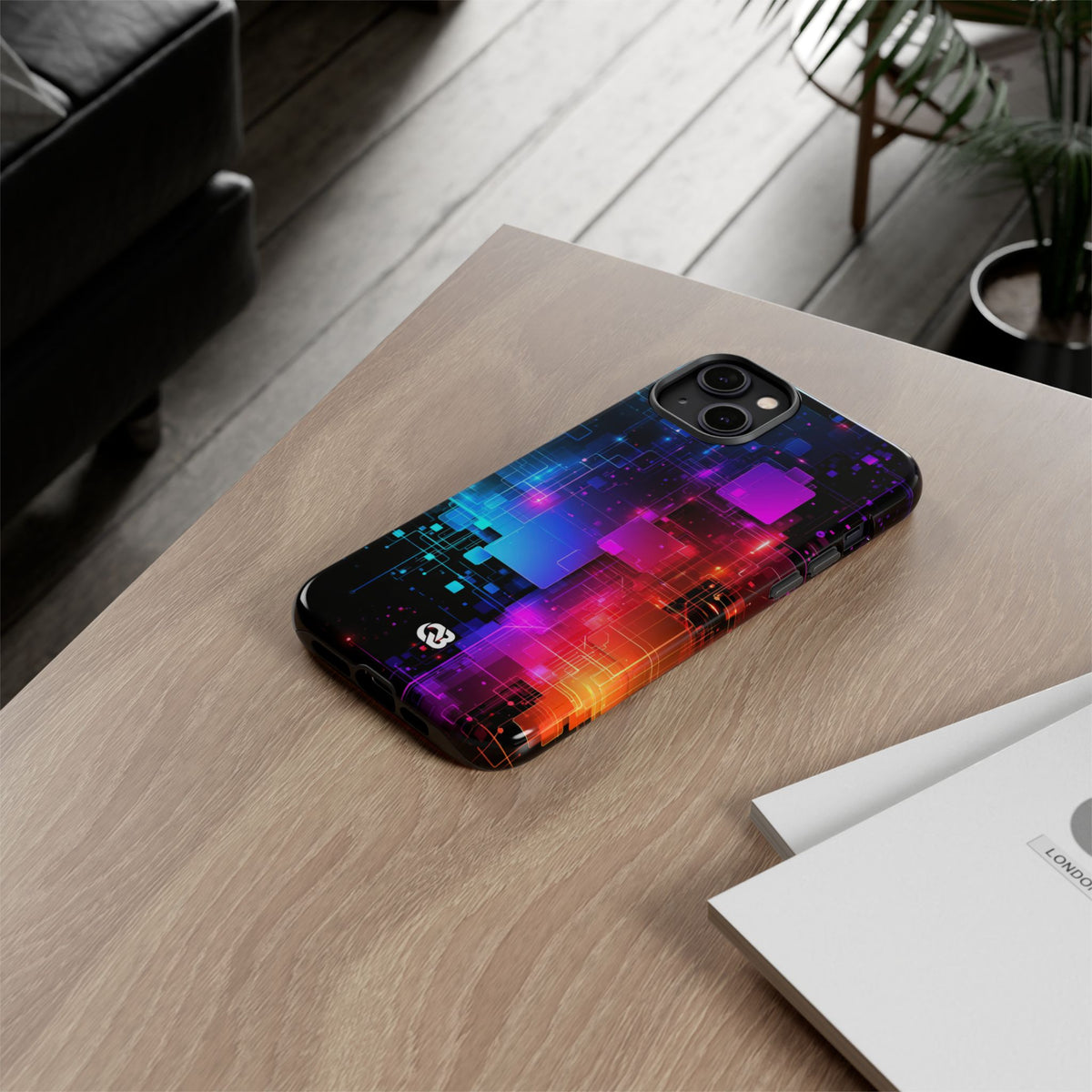 Spectral Circuit Grid · Tough Phone Case for iPhone · Black