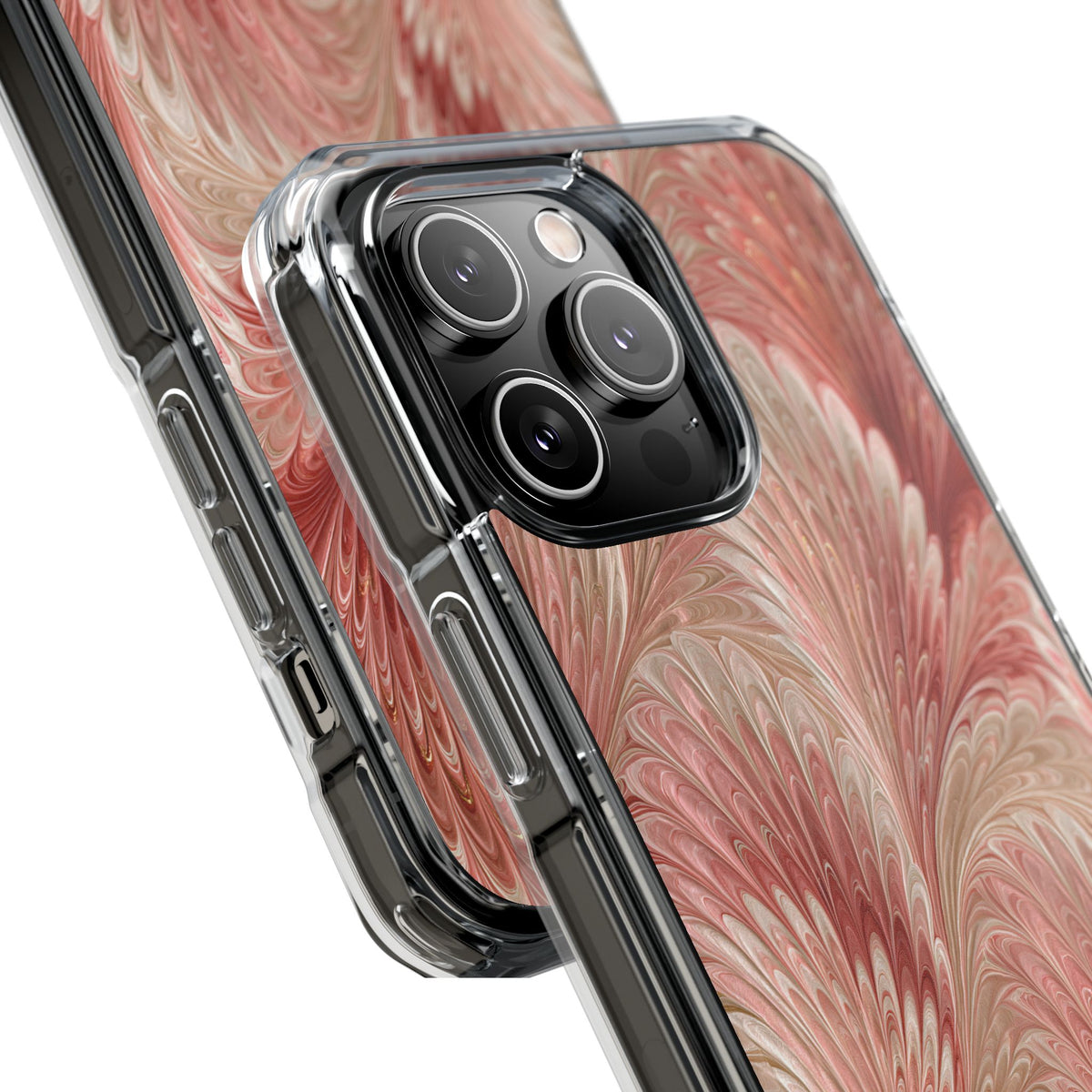 Blush Petal Plume · Clear Impact Magnetic Phone Case for iPhone · Pink
