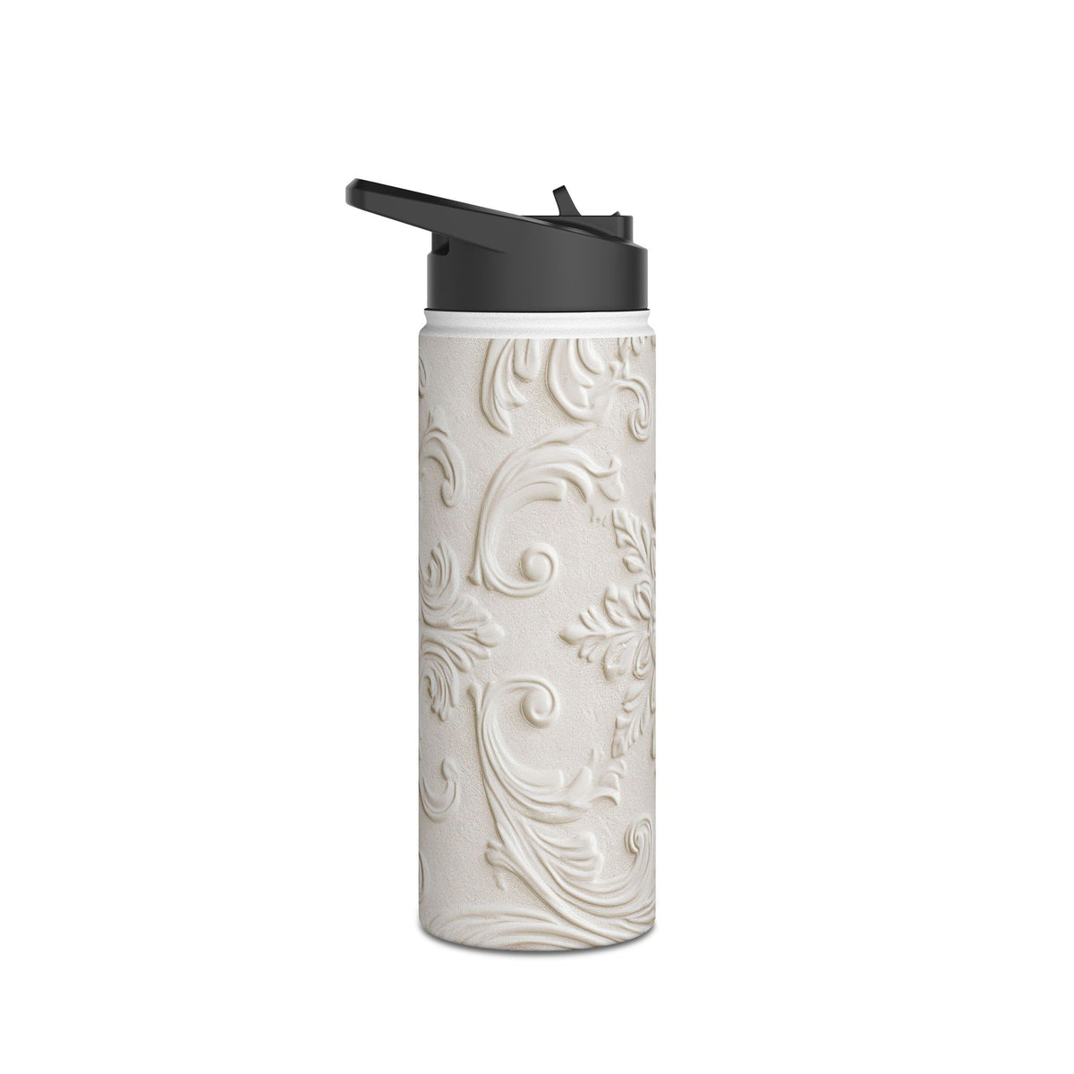 Sculpted Acanthus Relief · Insulated Water Bottle · White