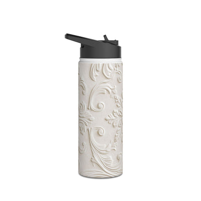 Sculpted Acanthus Relief · Insulated Water Bottle · White
