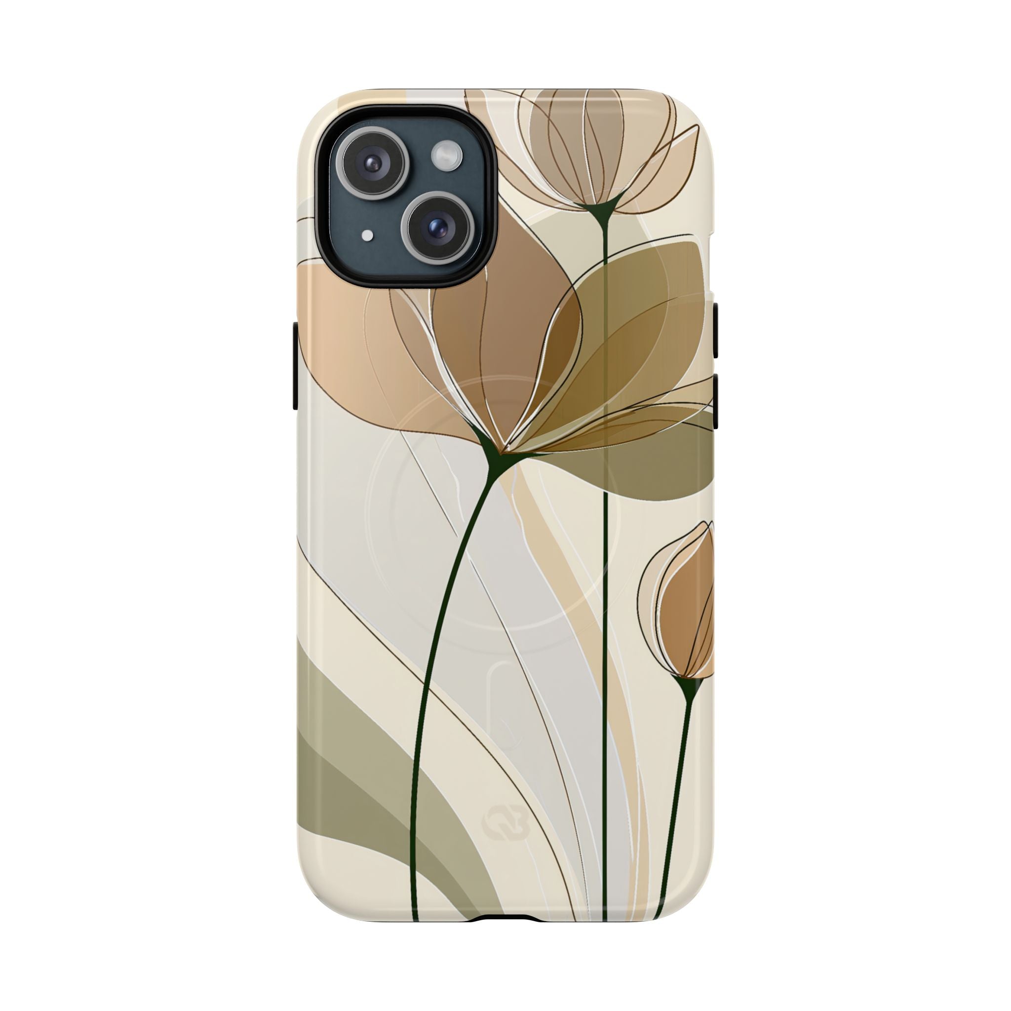 Beige Tough 2.0 Magsafe Phone Case for iPhone - Muted Ochre Petals