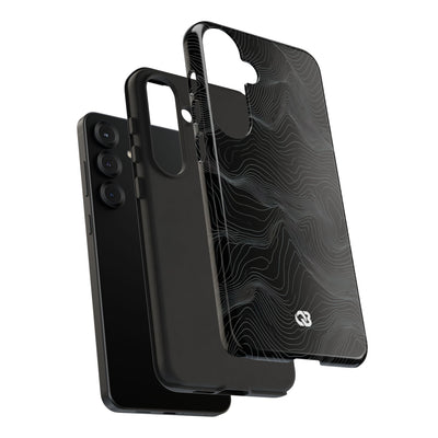 Black Tough Phone Case for Samsung - Obsidian Topo Wireframe