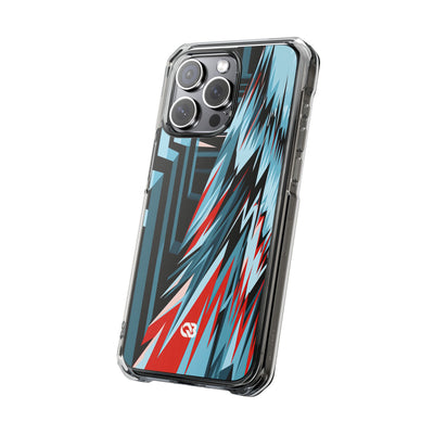 Blue Impact MagSafe Phone Case for iPhone - Glitch Peak Cyan