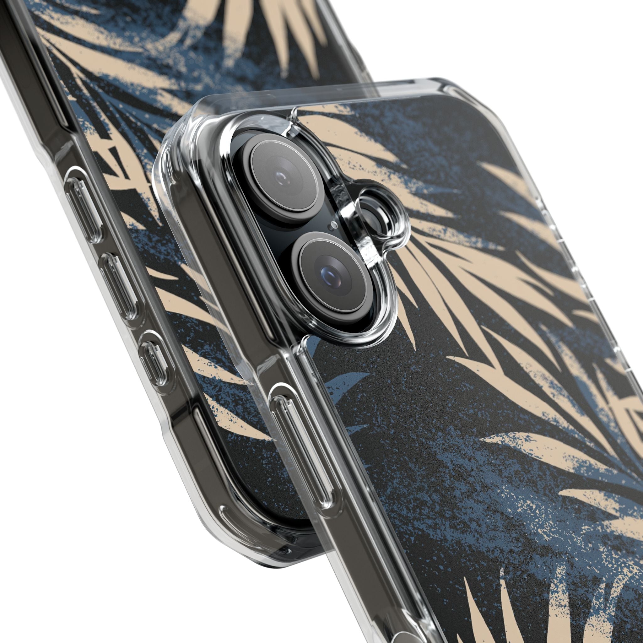 Blue Impact MagSafe Phone Case for iPhone - Midnight Indigo Palm
