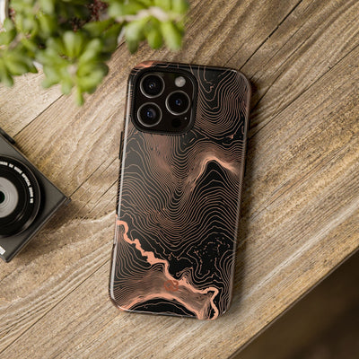 Orange Tough Phone Case for iPhone - Salmon Ridge Topo
