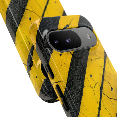 Cracked Hazard Stripes · Tough Phone Case for Google Pixel