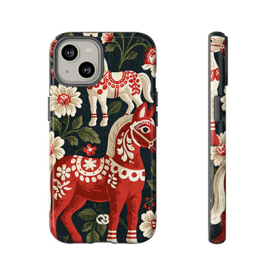Nordic Dala Meadow · Tough Phone Case for iPhone · Red