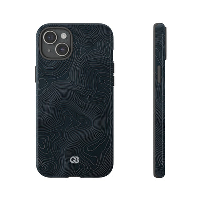 Black Tough Phone Case for iPhone - Obsidian Ridge Topo