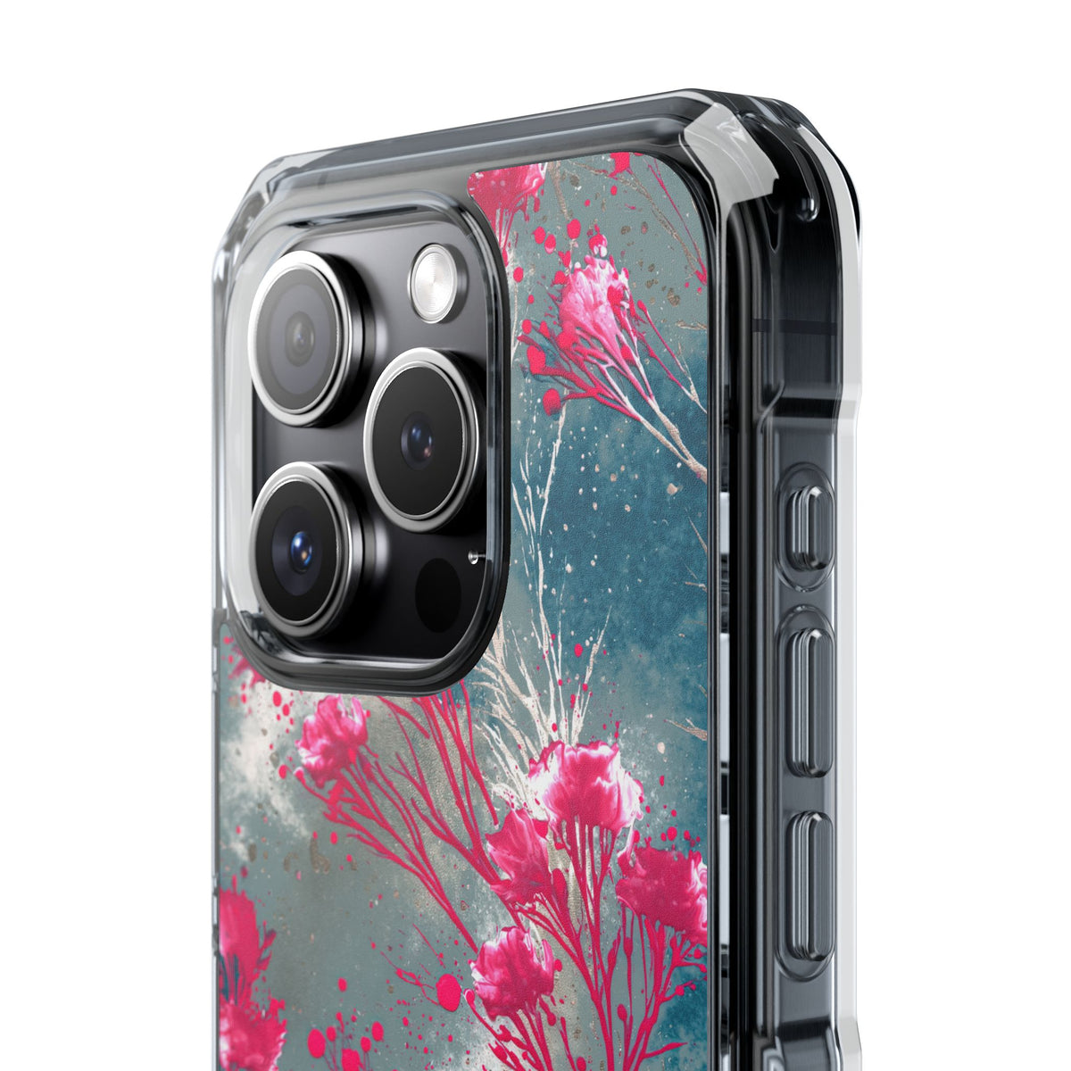 Cyber Blossom · Clear Impact Magnetic Phone Case for iPhone · Teal