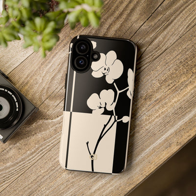 Beige Tough Phone Case for iPhone - Nocturnal Orchid Frame