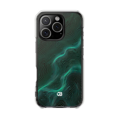 Teal Impact MagSafe Phone Case for iPhone - Neon Jade Contour