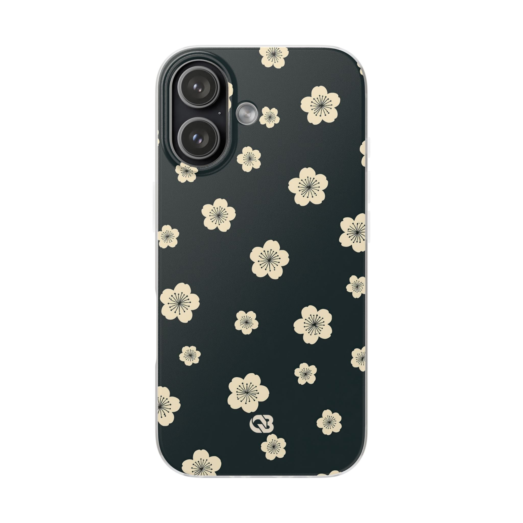 Teal Lite Phone Case for iPhone - Obsidian Cream Petals