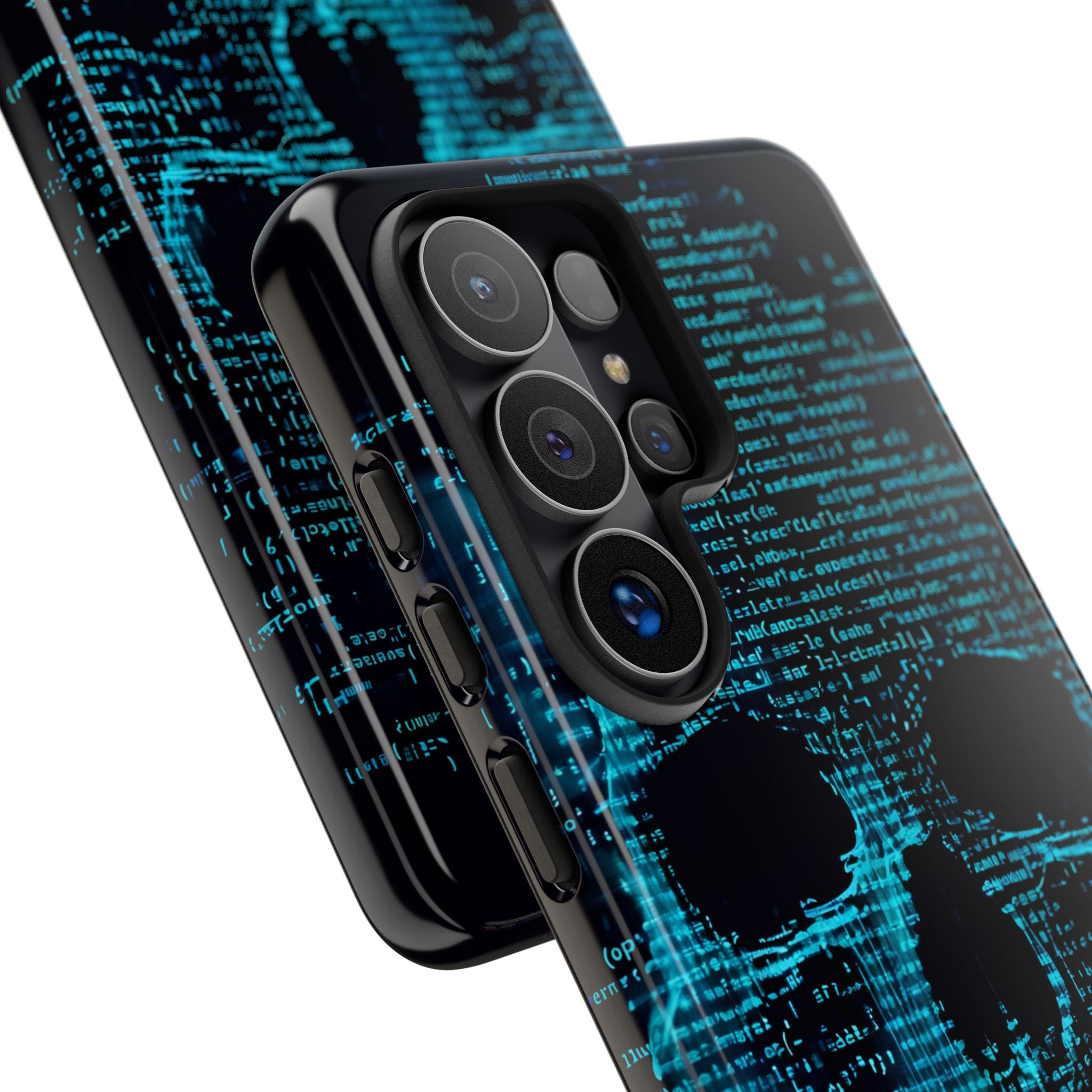 Cyan Glitch Skull · Tough Phone Case for Samsung