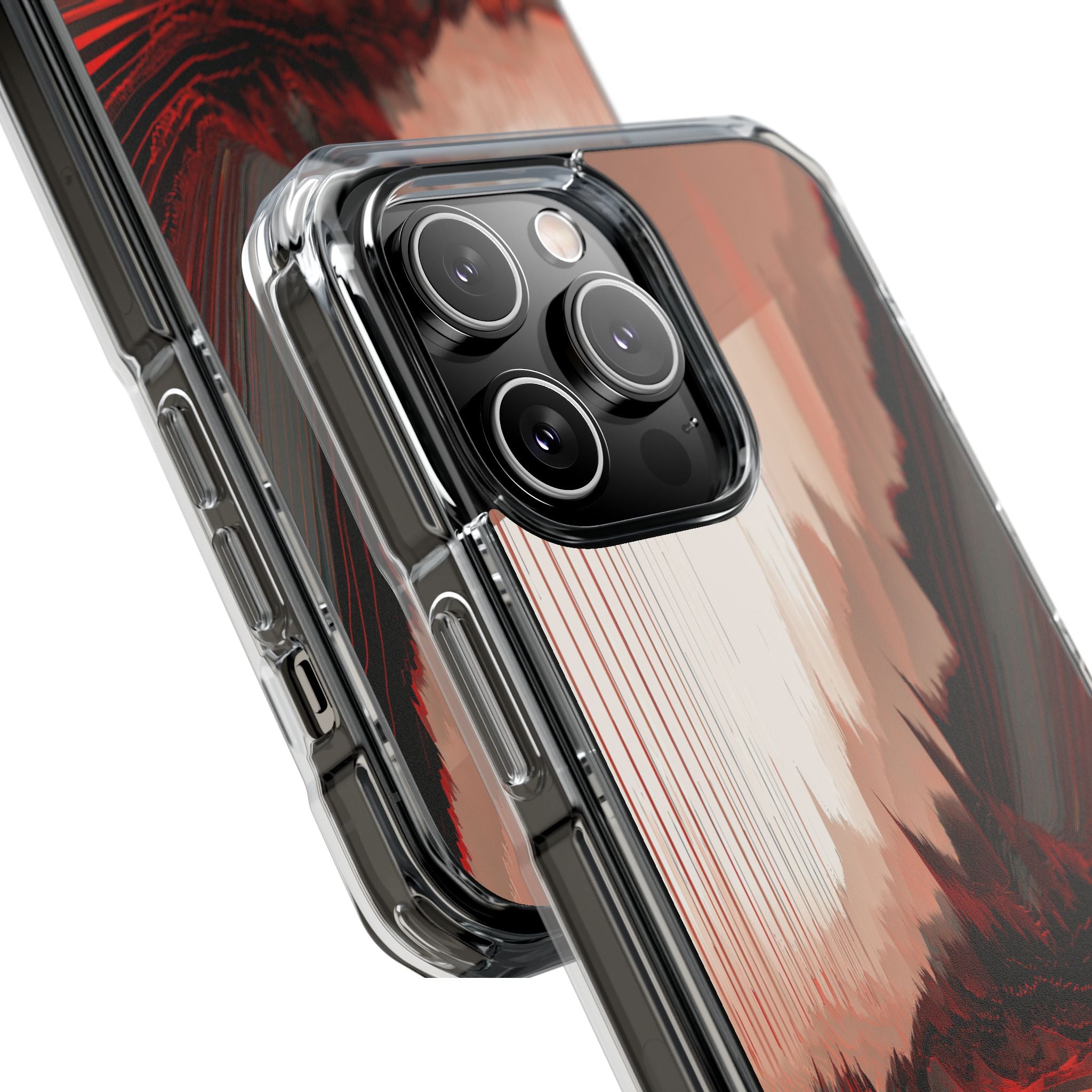 Red Impact MagSafe Phone Case for iPhone - Crimson Pulse Horizon