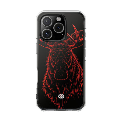 Nordic Moose Contour · Clear Impact Magnetic Phone Case for iPhone ·  Red