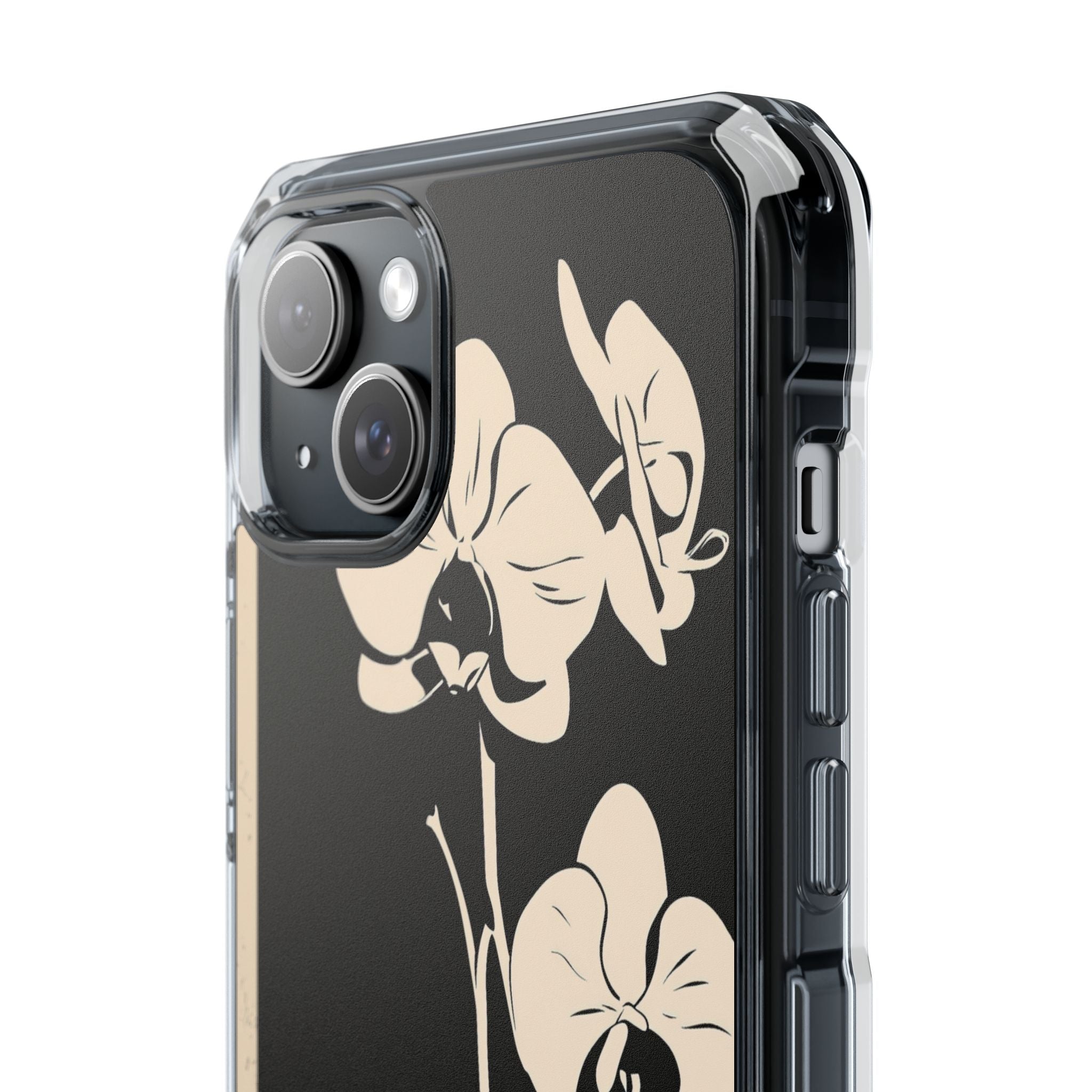 Black Impact MagSafe Phone Case for iPhone - Obsidian Bone Orchid