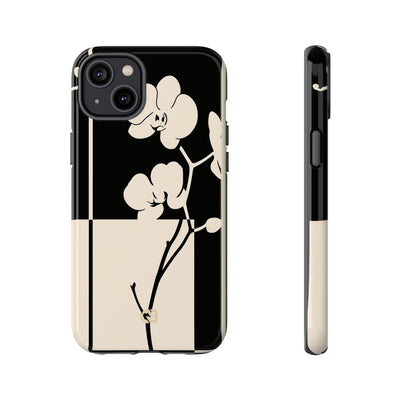 Beige Tough Phone Case for iPhone - Nocturnal Orchid Frame