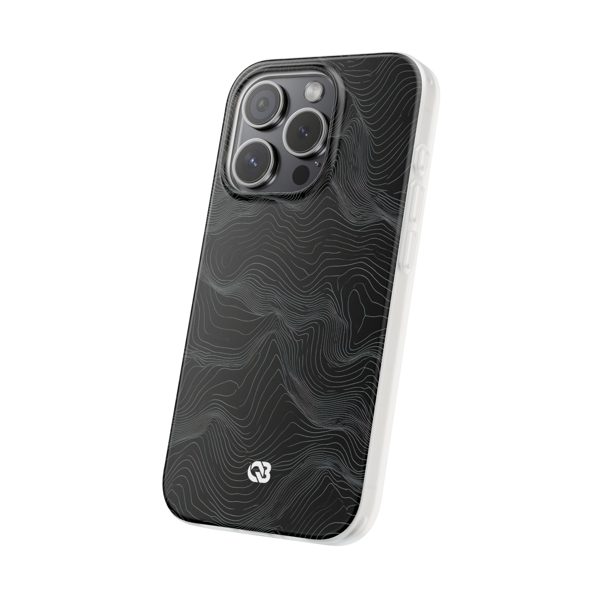 Black Lite Phone Case for iPhone - Obsidian Topo Wireframe