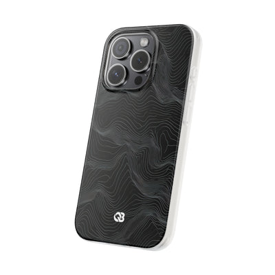 Black Lite Phone Case for iPhone - Obsidian Topo Wireframe