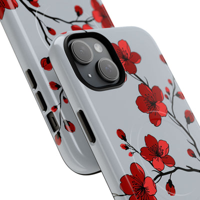 Grey Tough 2.0 Magsafe Phone Case for iPhone - Crimson Blossom Onyx