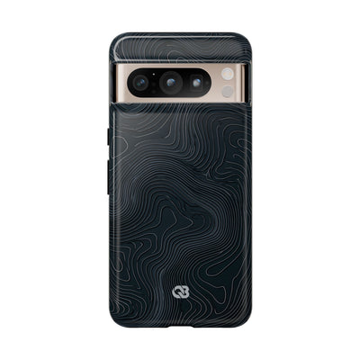 Black Tough Phone Case for Google Pixel - Obsidian Ridge Topo