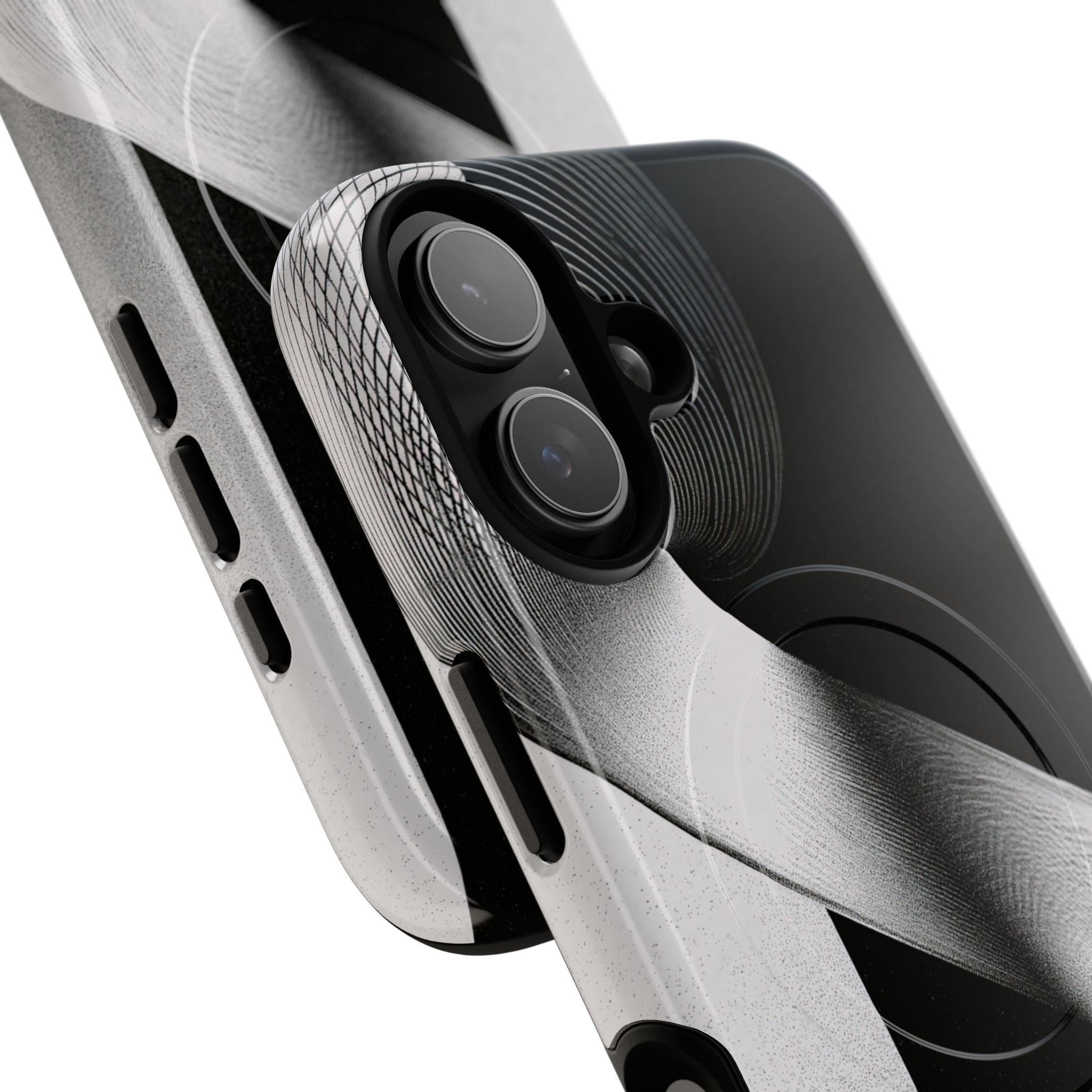 Grey Tough 2.0 Magsafe Phone Case for iPhone - Obsidian Moiré Wave