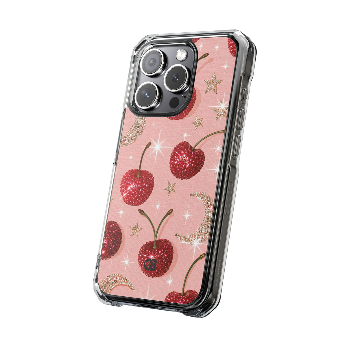 Bedazzled Ruby Cherries · Clear Impact Magnetic Phone Case for iPhone · Pink