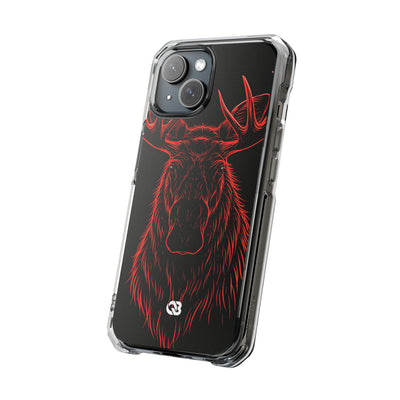 Nordic Moose Contour · Clear Impact Magnetic Phone Case for iPhone ·  Red