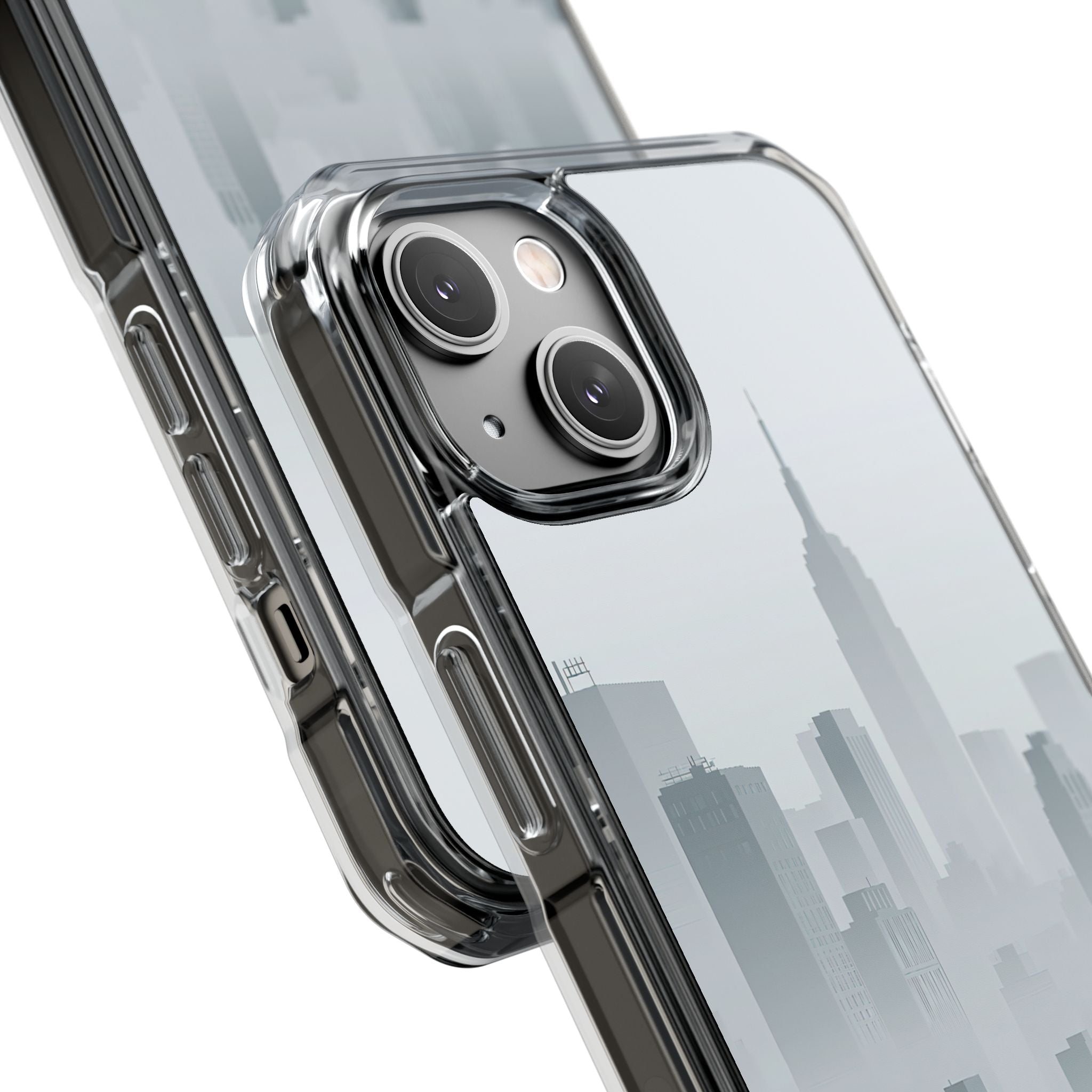 Grey Impact MagSafe Phone Case for iPhone - Steel Mist Skyline