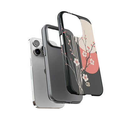 Black Tough Phone Case for iPhone - Kyoto Midnight Blossom