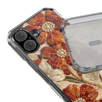 Carnelian Pearl Bloom · Clear Impact Magnetic Phone Case for iPhone · Orange