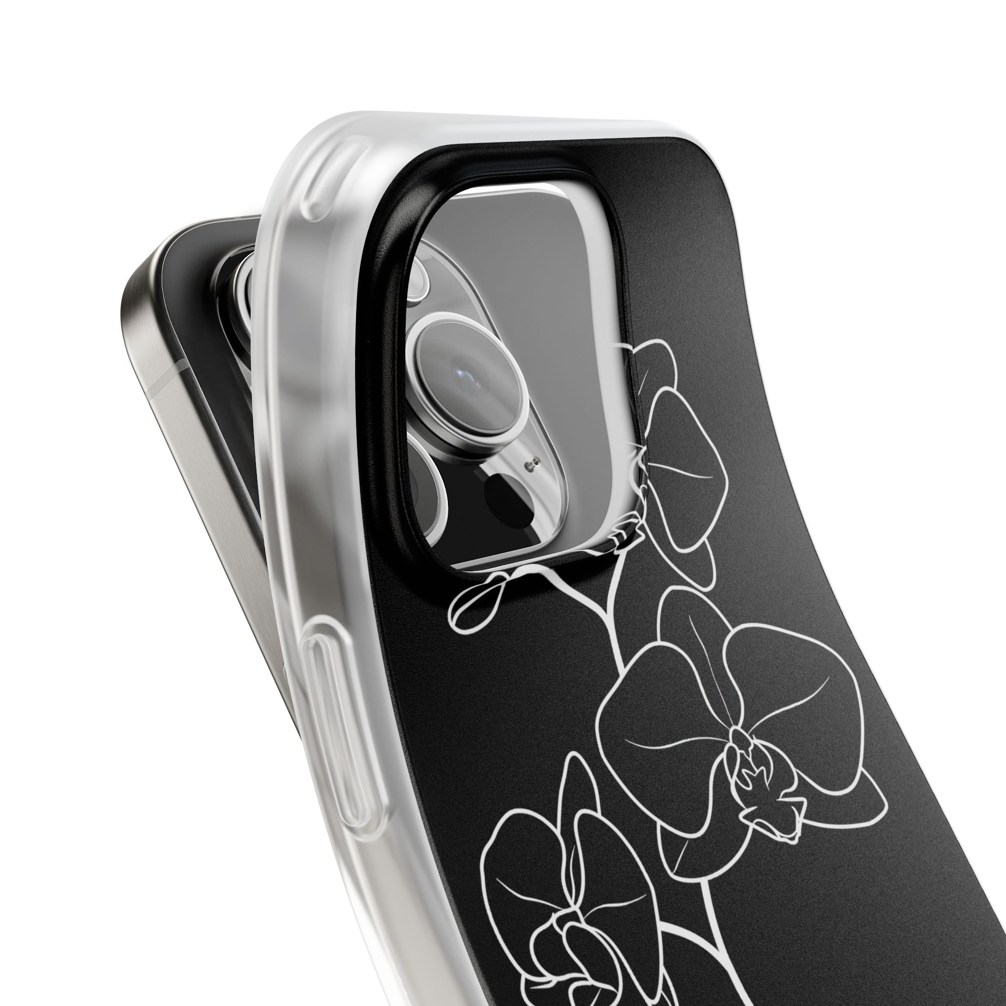 Black Lite Phone Case for iPhone - Noir Alabaster Orchid