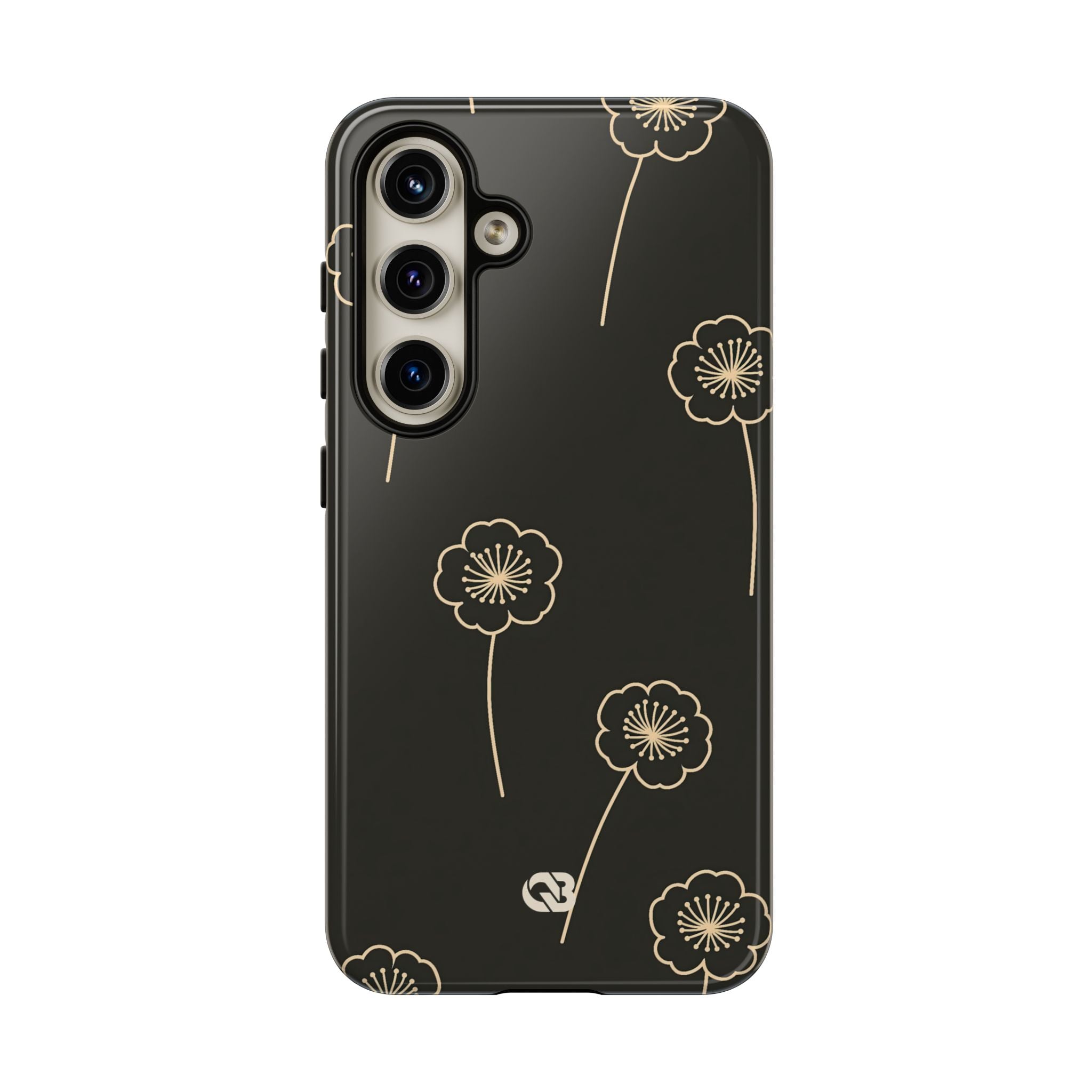 Black Tough Phone Case for Samsung - Obsidian Sand Petals