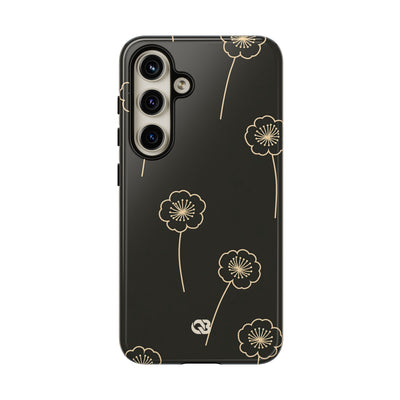 Black Tough Phone Case for Samsung - Obsidian Sand Petals