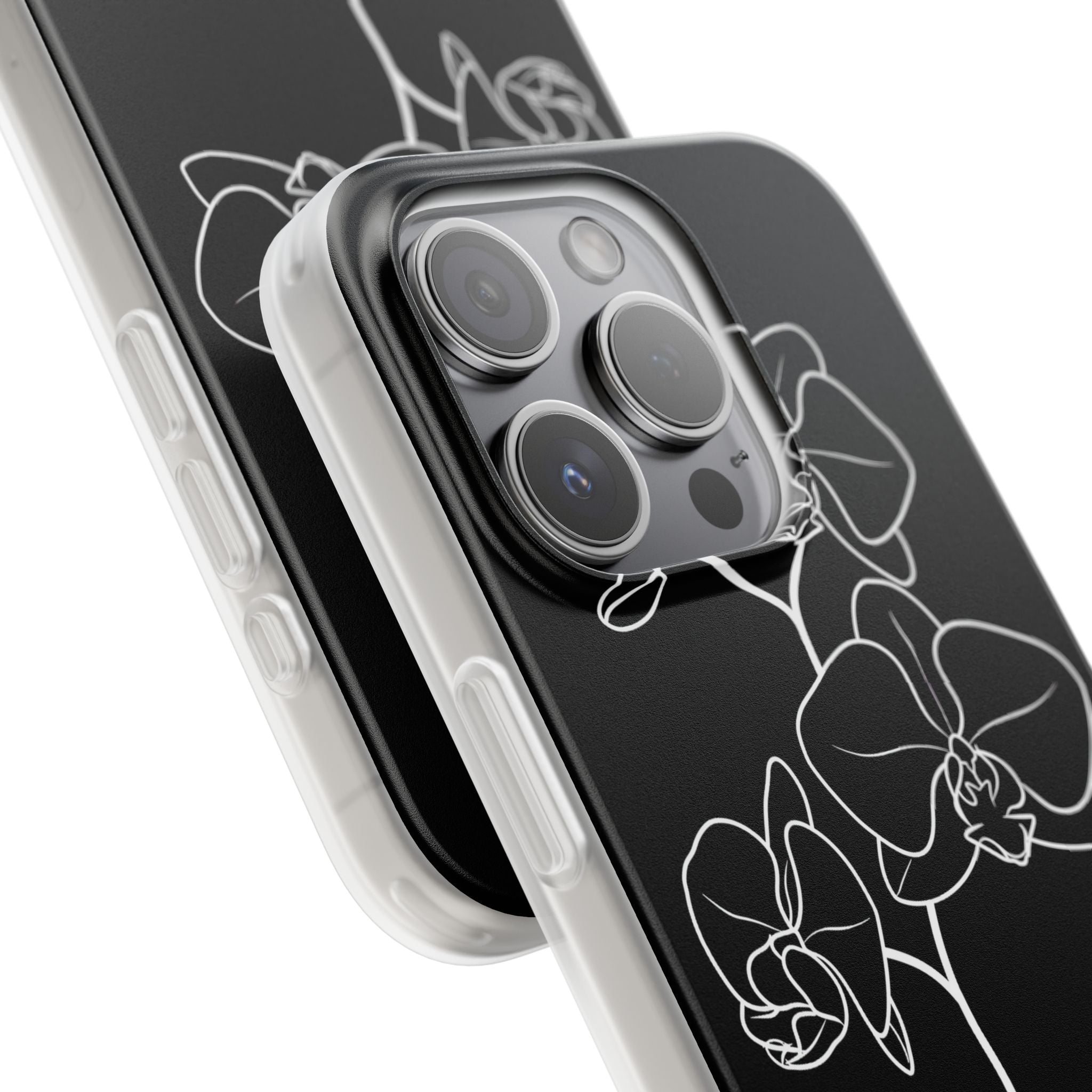 Black Lite Phone Case for iPhone - Noir Alabaster Orchid