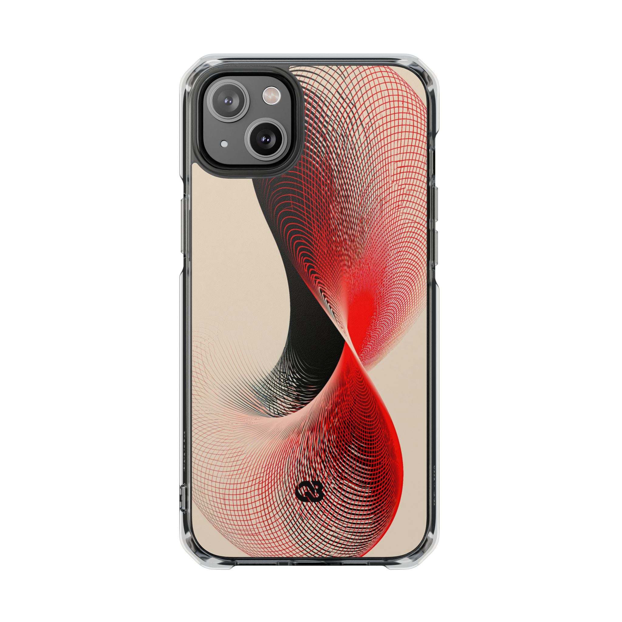 Red Impact MagSafe Phone Case for iPhone - Crimson Grid Vortex