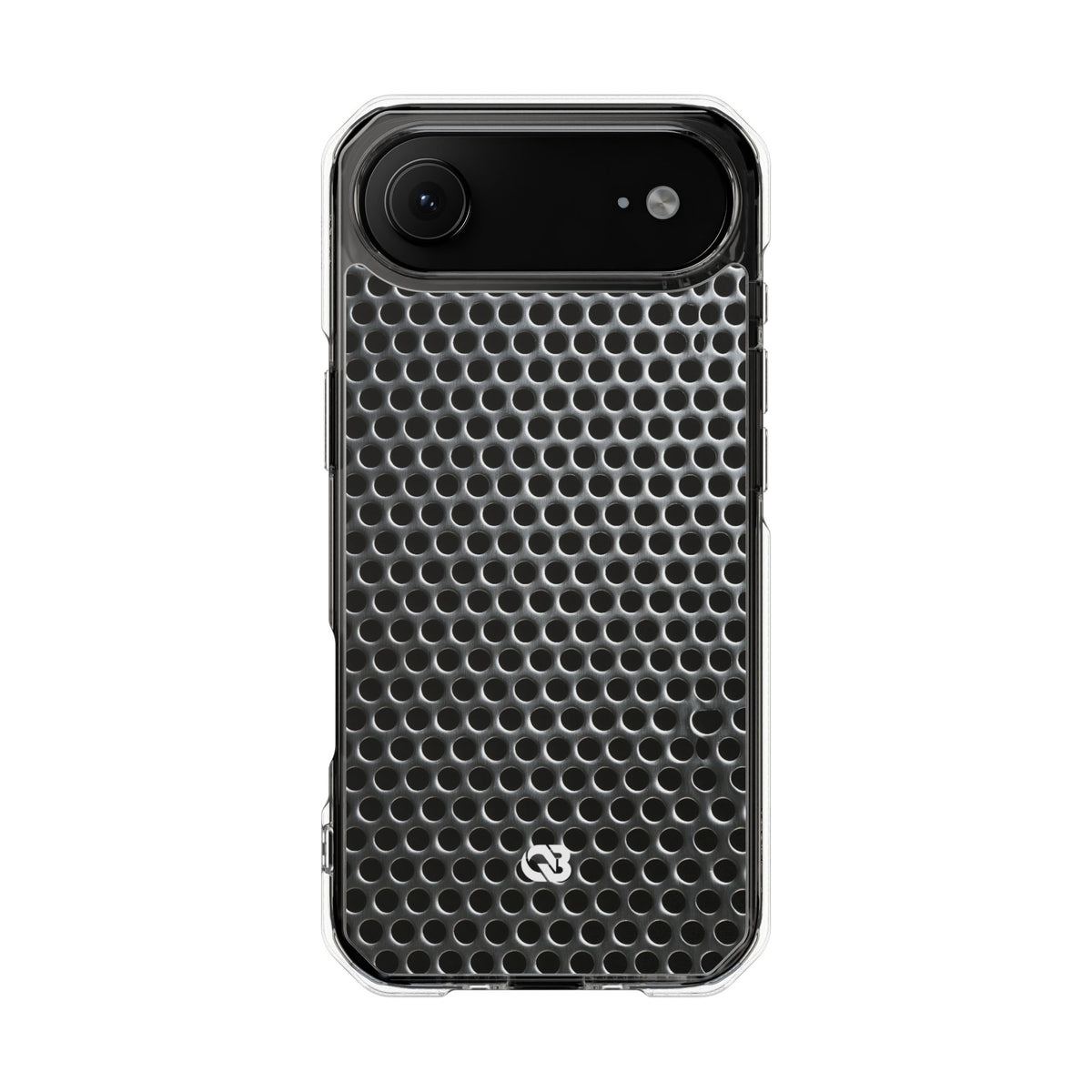 Brushed Perforated Steel · Clear Impact Magnetic Phone Case for iPhone ·  Silver