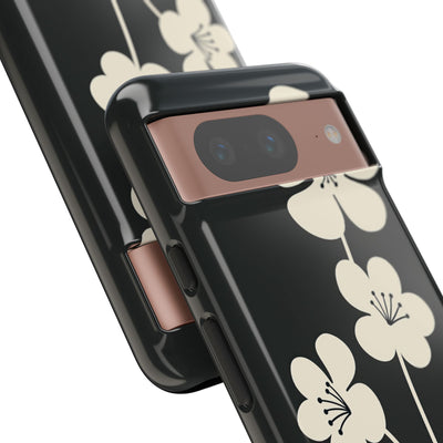 Black Tough Phone Case for Google Pixel - Obsidian Cream Bloom