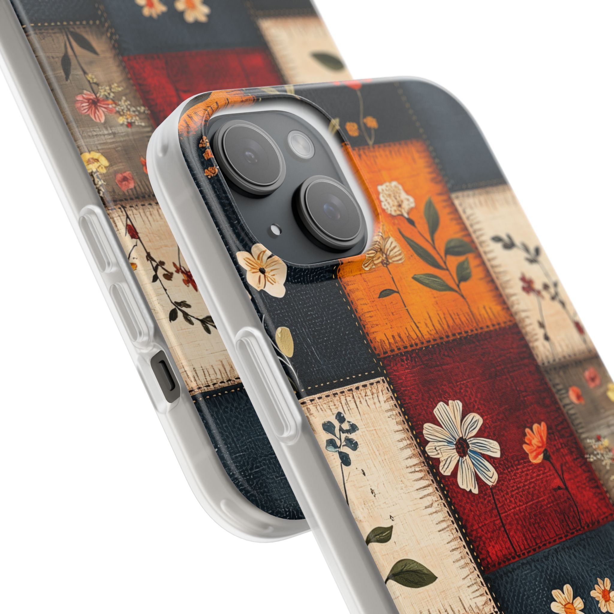 Patchwork Blooms iPhone 15 Plus Cover - Blød