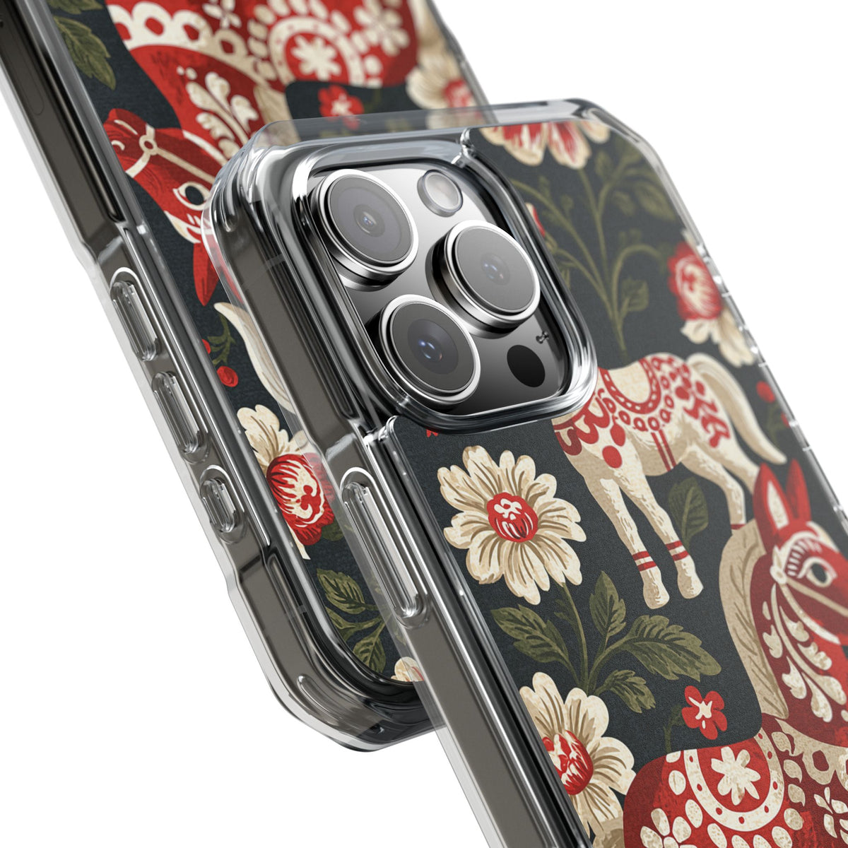 Nordic Dala Meadow · Clear Impact Magnetic Phone Case for iPhone · Red