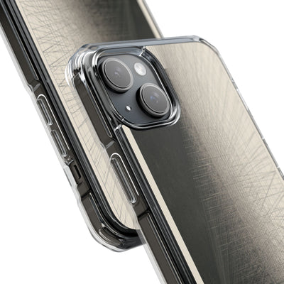 Beige Impact MagSafe Phone Case for iPhone - Brutalist Graphite Grid