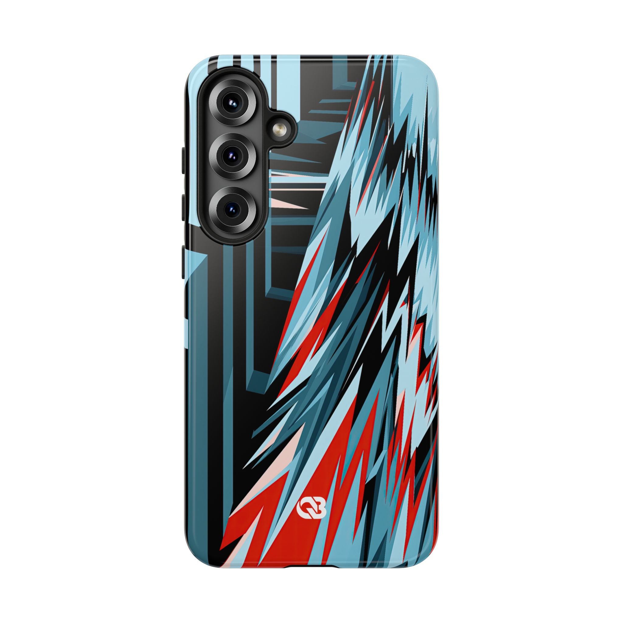 Blue Tough Phone Case for Samsung - Glitch Peak Cyan