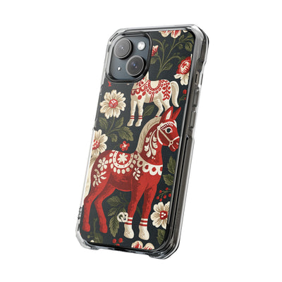 Nordic Dala Meadow · Clear Impact Magnetic Phone Case for iPhone · Red