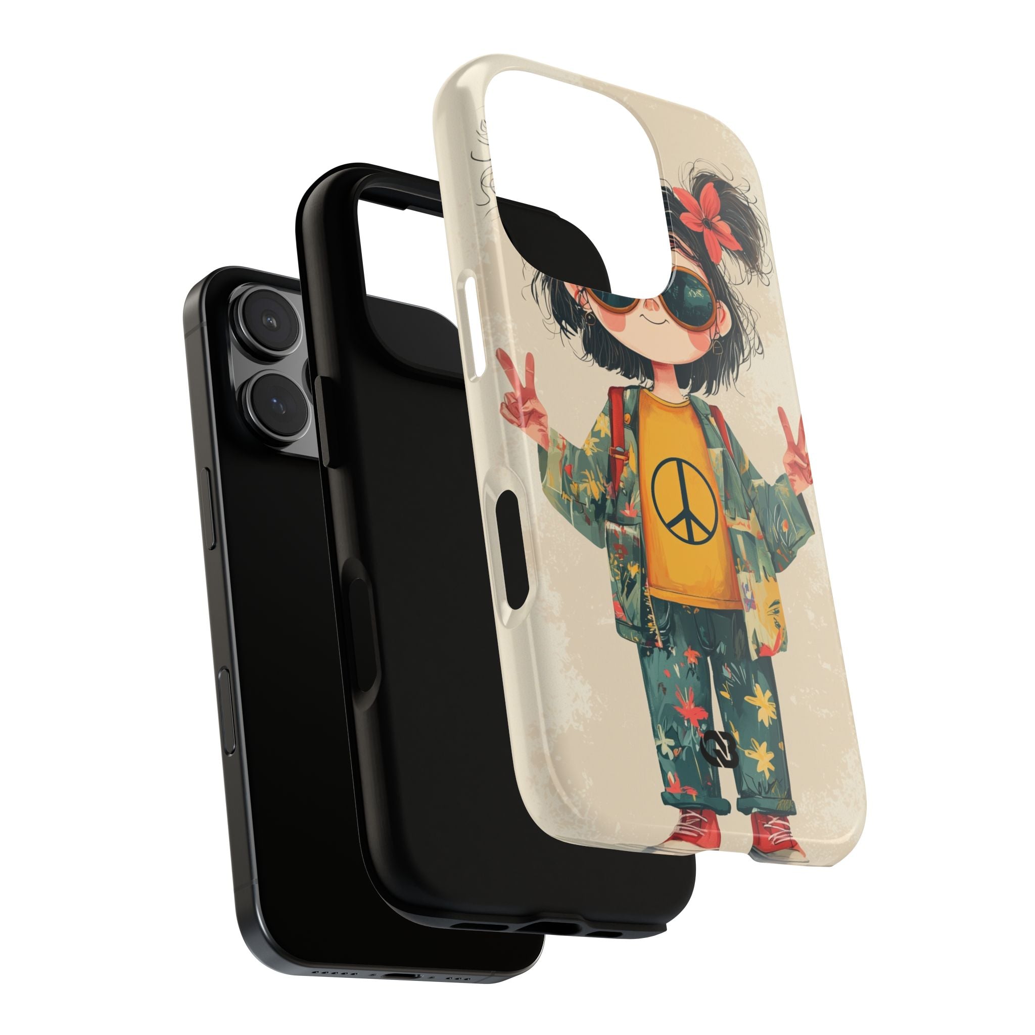 Retro Peace Girl · Tough Phone Case for iPhone