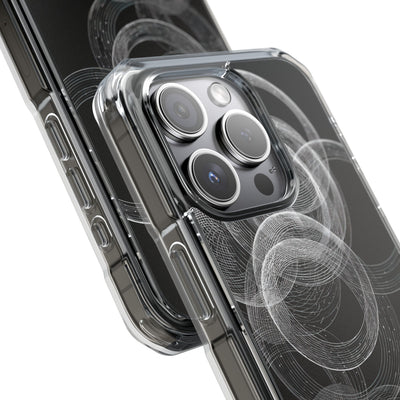 Black Impact MagSafe Phone Case for iPhone - Kinetic Wireframe Orbit