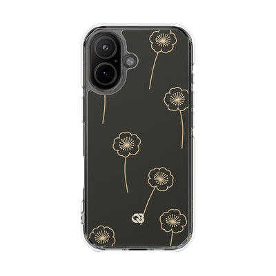 Black Impact MagSafe Phone Case for iPhone - Obsidian Sand Petals