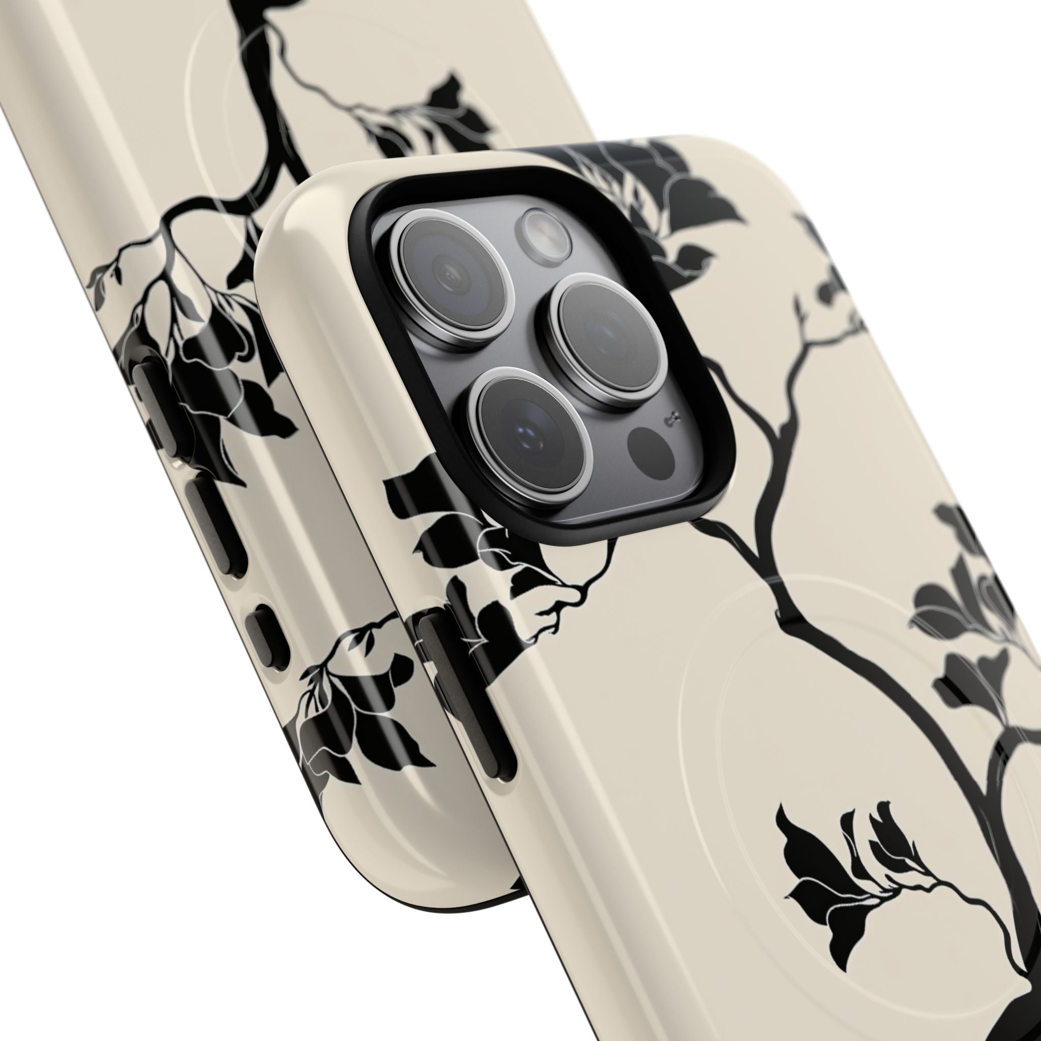 Beige Tough 2.0 Magsafe Phone Case for iPhone - Obsidian Bonsai Silhouette